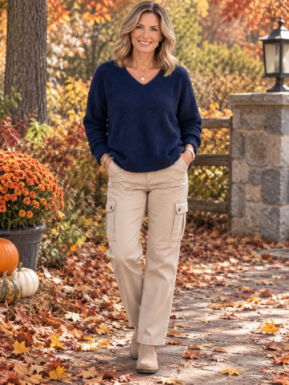 MEROKEETY Sweater V-Neck Fuzzy Fleece Knit Pullover Navy Blue NWT S